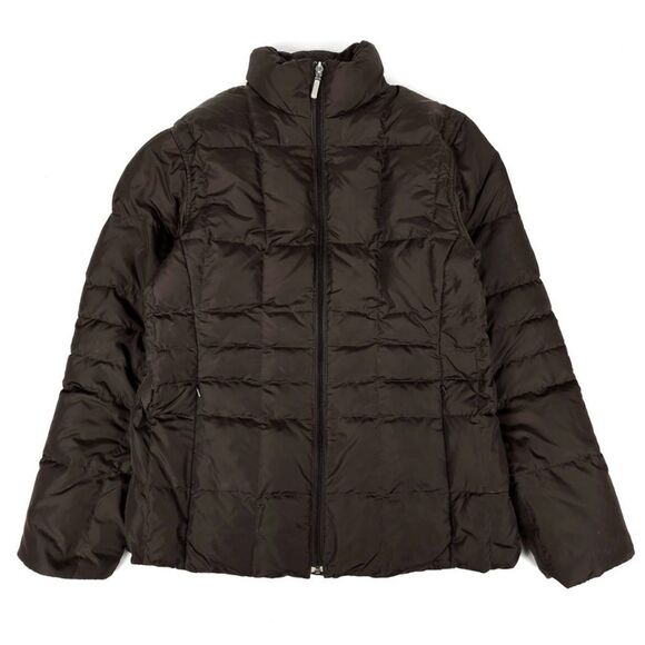 LANDS END Goose Down Quilted Reversible Puffer Jacket Brown Medium 90's Gorpcore - Picture 1 of 9